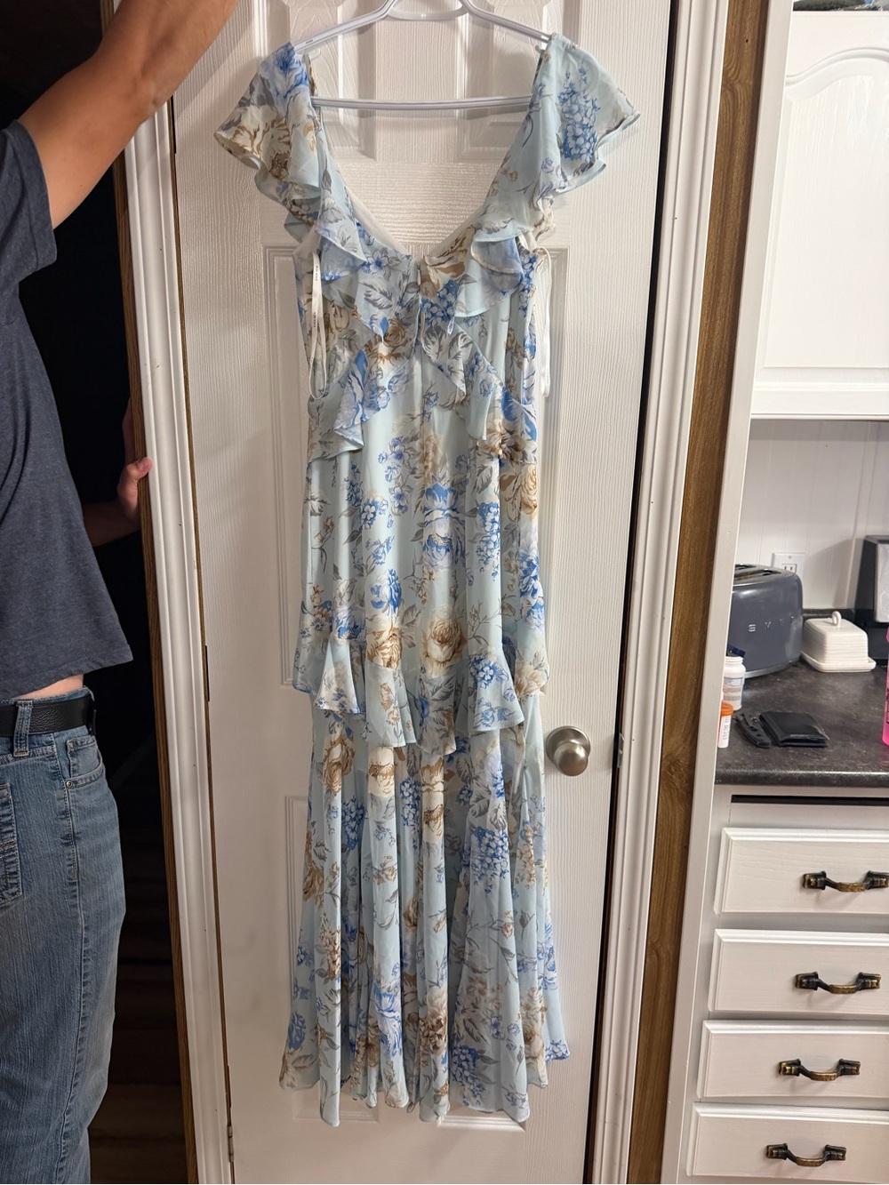Ever New Pale Blue Floral Ruffle Maxi Dress